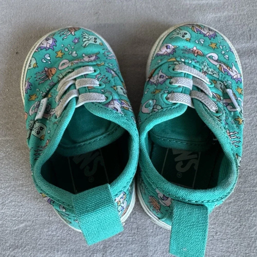 Size 4c - Vans Sea party shoes Youth Green Fish